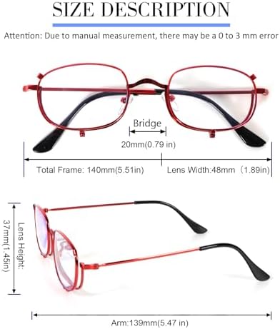 MMOWW Makeup Reading Glasses for Women Metal Frame Flip Down Magnifying Cosmetic Readers Blue Light Blocking