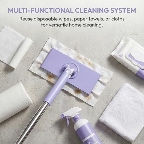 2026 Upgraded Snap Grip Mini Mop, Zero Touch 360° Head, Automatic Cloth Changing Mini Mop with Hands Free Push Pull Handle, Retractable Disposable Dust Mops for Multi Cleaning (37.4in + 10*Cloth)