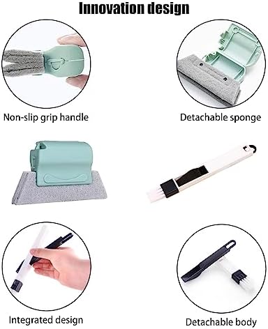 Window Groove Cleaning Tools Set,Small Multipurpose Track Brush with dustpan,Magic Gap Scouring Pad with 10 Replacement Sponge,Sliding Door Slot Cleaner Tools,Hand-held Family Sill Crevice Clean Scrub