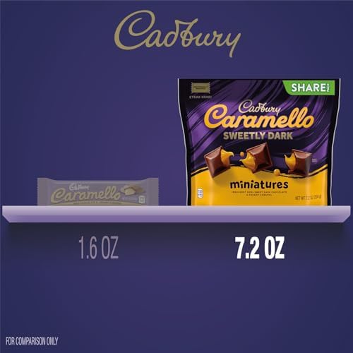 CADBURY CARAMELLO SWEETLY DARK Miniatures Semi-Sweet Dark Chocolate Caramel Candy Share Pack, 7.2 oz