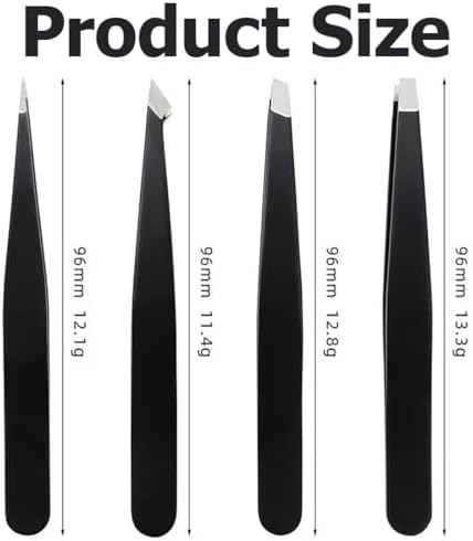 4 PCS Stainless Steel Tweezers, Precision Ingrown Hair Splinter Blackhead Remover