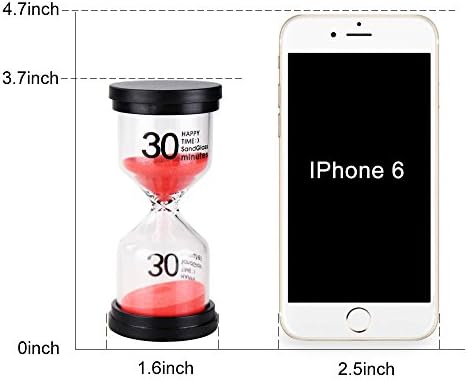 EMDMAK Sand Timer Colorful Hourglass Sandglass Timer 1 min/3 mins/5 mins/10 mins/15 mins/30 mins Sand Clock Timer for Games Classroom Home Office(Pack of 6)