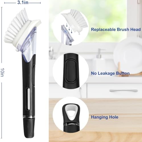 CELOX Dish Brush with Soap Dispenser, Heavy Duty Dish Brush for Cleaning Kitchen