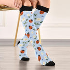 Ladybugs Flower Compression Socks Athletic Tube Unisex Knee High Outdoor Sport Sock For Running