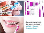 Wenge Portable Orthodontic Oral Care Kit - 2Pack - Travel Kit for Patients, Interdental Brushing Wax Floss Toothbrush Cleaning(Purple & Blue)