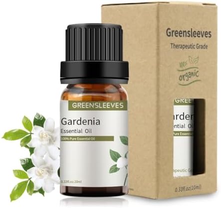 GREENSLEEVES Gardenia Essential Oil, 10ml Pure Plant-Based Fragrance Oil for Aromatherapy, Essential Oils for Diffuser, Air Freshener, Massage, Bath Bomb, Scented Candle Soap Making