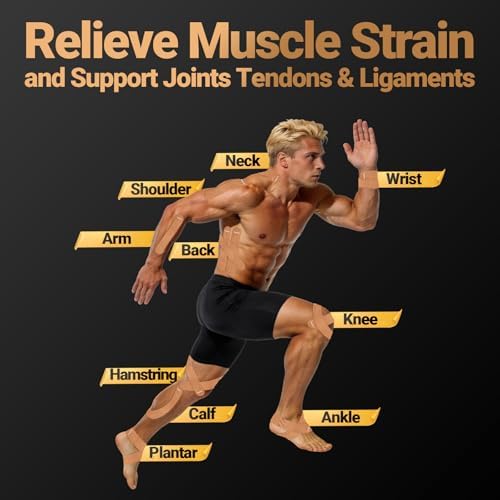 Kinesiology Tape Precut (2 Rolls, 40 Strips) –Waterproof, Latex-Free Hypoallergenic Athletic Tape for Muscle & Joint Support –Breathable Elastic Sports Tape for Recovery & Shoulder Pain Beige