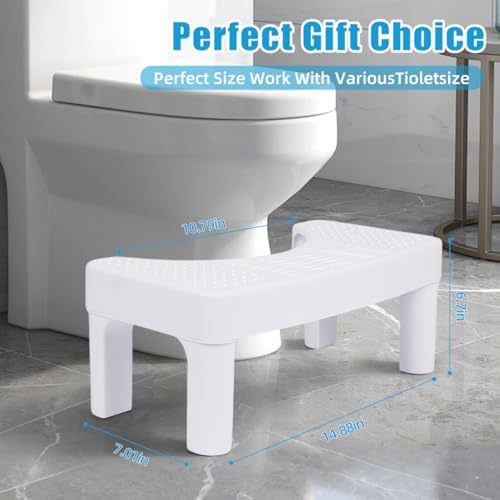 Resze Squatty Potty for Adults, 6.7" Toilet Stool, Non-Slip Bathroom Stool, Toilet Stool Squat Adult, Poop Stool for Bathroom,Portable Foot Rest for Travel, Adults, Seniors, Kids, Lightweight, White