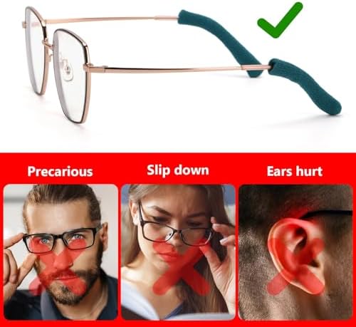8 Pair Comfort Glasses Ear Cushion, Anti-Slip Eyeglass Arm Covers Ear Pads for Glasses- Black Grey Blue Brown