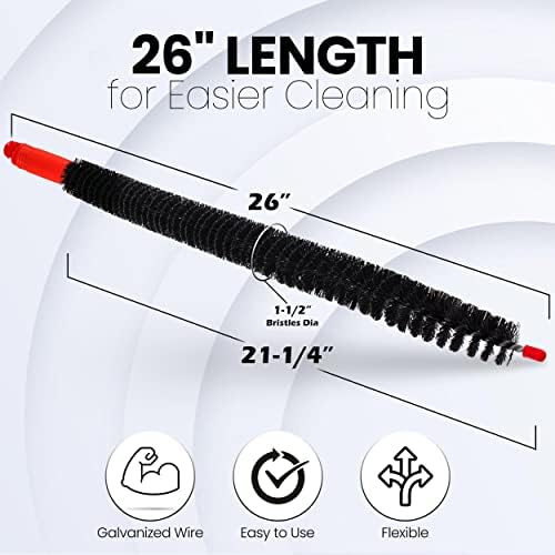 Dryer Vent Cleaner Lint Brush, Long Flexible Refrigerator Coil Cleaning Brush, 26 Inch,Black,Large (Pack of 1),1295