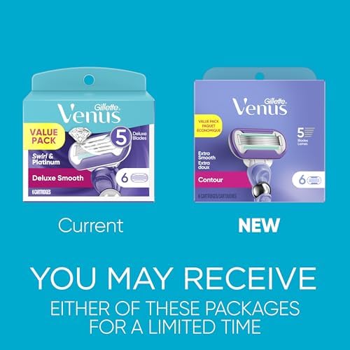 Gillette Venus Deluxe Smooth Swirl Womens Razor Blade Refills, 6 Count, Moisture Ribbon to Protect Against Irritation