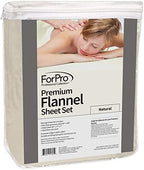 ForPro Premium Flannel 3-Piece Massage Sheet Set for Massage Tables, Includes Flat, Fitted Sheet, and Fitted Face Rest Cover, Natural