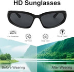 3Pack Y2K Wrap Around Sunglasses for Men Women Silver Glasses Retro 90s Fashion Sport Shades Eyeglasses