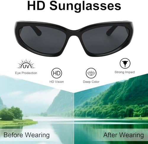 3Pack Y2K Wrap Around Sunglasses for Men Women Silver Glasses Retro 90s Fashion Sport Shades Eyeglasses