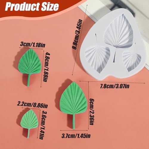 2 Pcs Leaf Silicone Molds 3D Palm Leaves-Shape Chocolate Candy Molds Fan Leaf-Fondant Mold for Cake Decoration Polymer Clay Candy Chocolate Cupcake Topper Baking Decoration Crafts Making Tool