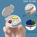 Peacock-Themed Personal Pill Organizer – Portable 3-Compartment Metal Mini Pill Storage Box for Vitamins & Medications