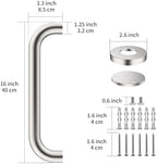 2 Pack 16 Inch Shower Grab Bar 1.25" Diameter, ZUEXT Satin Brushed Nickel Stainless Steel Bathroom Grab Bar, Bath Balance Bar,Safety Hand Rail Support,Handicap Injury Elderly Senior Assist Bath Handle