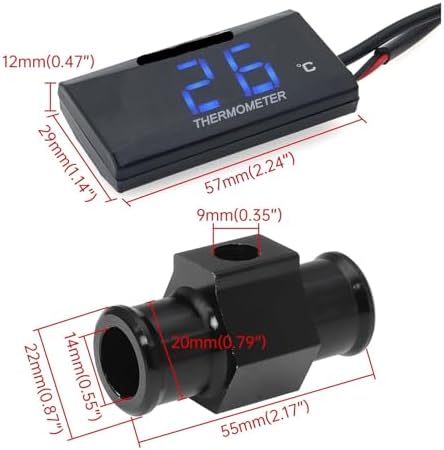 Mini Meter Thermometer Motorcycle KOSO Water Temperature Gauge for XMAX300 CB400 MT 07 09 + Sensor(Blue 16mm Adapter)