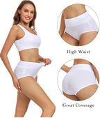 wirarpa Women's Underwear High Waisted Ladies Cotton Panties Soft Full Coverage Briefs 5 Pack