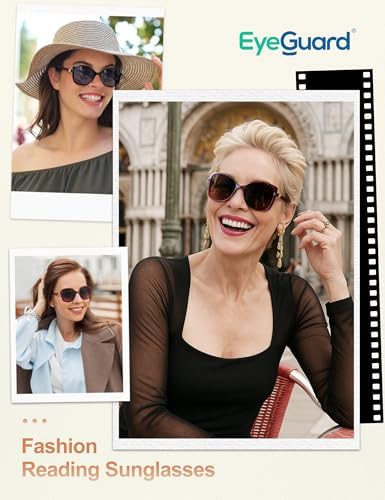EYEGUARD 2 Pack Bifocal Reading Sunglasses for Women,Stylish Oversized Sun Readers Outdoor Reading Glasses