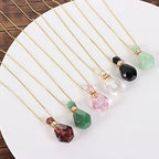 Natural Stone Bottle Pink Amethysts Quartz Tiger Eye Pendant Necklace Crystal Essential Oil Diffuser Vial Jewelry (Color : 1)