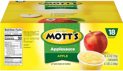 Mott's Applesauce, 4 Oz Cups, 18 Count, No Artificial Flavors, Good Source Of Vitamin C, Nutritious Option For The Whole Family