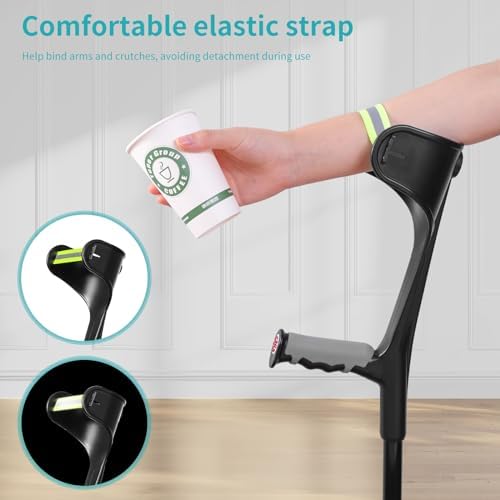 ENLUNTRA Forearm Crutches for Adults(1 Pair),Adjustable Arm Crutch with Elbow Strap,Portable and Foldable Crutches for Walking