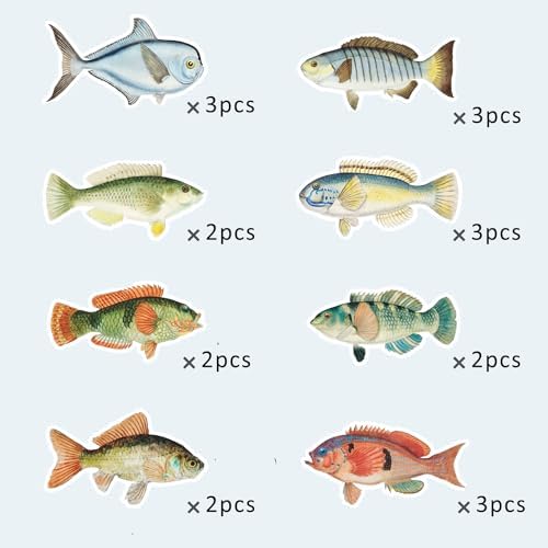 20pcs Fishing Cupcake Topper, Baby Shower Gone Fishing Party Decorations, Bass Party Picks Cake Toppers for Fisherman Birthday Retirement Fishing Tournament Seafood Feast Cake Decor