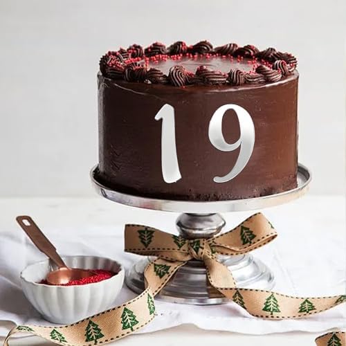 10 PCS Acrylic Number Cake Topper 0-9 Number Cake Decoration Silver Number Mirror Cake Decoration Suitable for Baby Showers Birthdays Anniversaries and Other Occasions