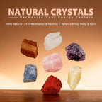 7 Chakra Healing Crystals Set - Large Raw Stones Energy Alignment Kit with Wooden Gift Box & Guidebook