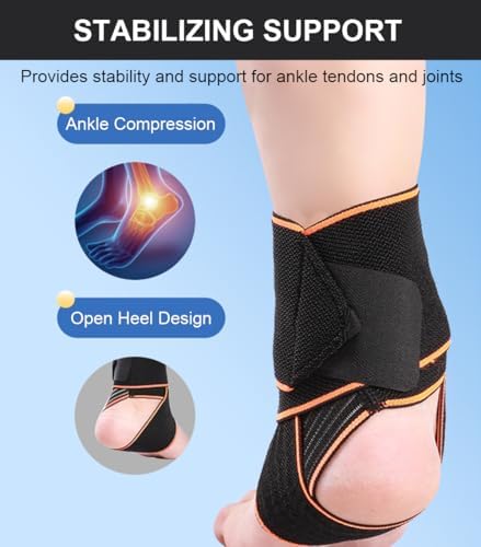 SUJAYU 2 PCS Ankle Braces for Men & Women, Ankle Compression Sleeve Plantar Fasciitis Brace Plantar Fasciitis Relief, Arch Support Socks Ankle Brace for Sprained Ankle (Blue)