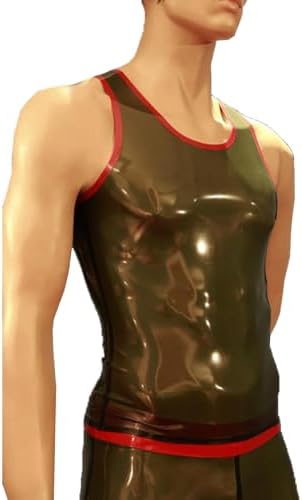 Black Sleeveless Latex Top for Men,Handmade Natural Rubber Vests for Cosplay Costumes