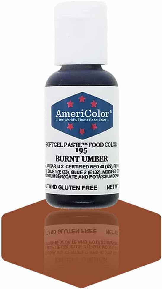 AmeriColor, Burnt Umber, 0.75 Ounce Bottle, Soft Gel Paste Food Color
