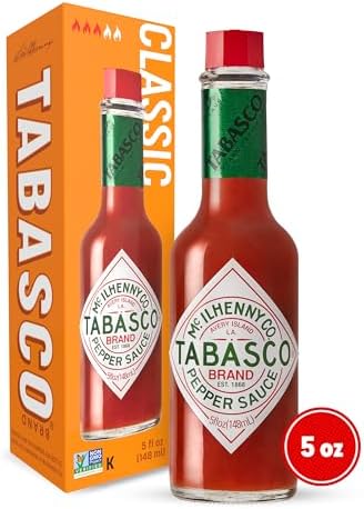 TABASCO Brand Original Red Pepper Hot Sauce, Medium Heat, Glass Bottle, Classic & Versatile Flavor, Three Simple Ingredients, Great for Dips, Tacos, Eggs, Pizza, Oysters & More, 5 Fl Oz (Pack of 1)