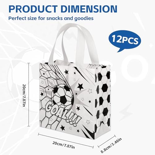 CELSOL 12 Pack Soccer Goodie Bags, Reusable Soccer Party Favors Gift Bags for Kids Birthday Sports Themed Party Supplies