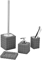 WENKO 20171100 WC Brush Set Cube Grey - Soft-Touch Surface, Ceramic, 4.92 x 14.57 x 3.94 inch, Grey