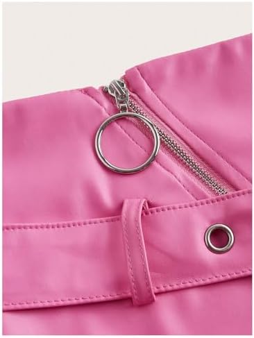 WDIRARA Women's Zip Front Buckle PU Leather Bodycon Mini Skirt Rave Club Y2k Skirt