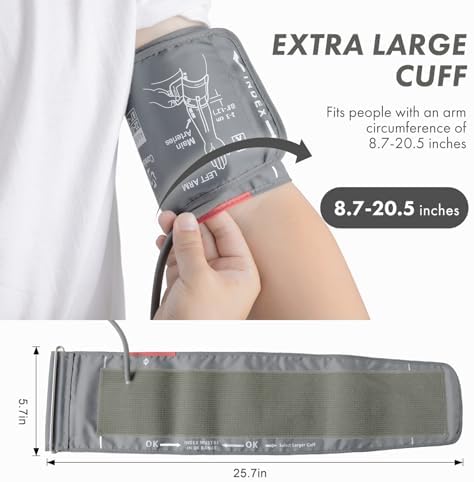 XL Blood Pressure Cuff 12.6”-20.5” Inches (32-52CM), Adult Cuff, Compatible with Most Monitors, ARM Blood Pressure Replacement Cuff with 5 Connectors