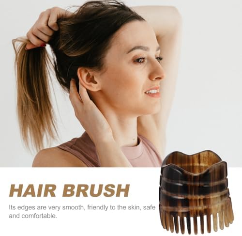 Massage Tool Hair Scalp Massager Natural Bull Horn Detangling Brush Fine Teeth Massager Exfoliating Shampoo Brush Scalp Scrub Shower Scratcher Comb Scalp Massage Comb