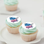 40Pcs Edible Gender Reveal Boy and Girl Cupcake Toppers Picks Wafer Paper Baby Shower Gender Reveal Question Mark Cake Topper Decorations for Birthday Party Cake Decorations Supplies
