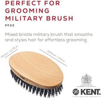 Kent PF22 Oval Black Military Brush - Boar and Nylon Bristle Mix for Men's Grooming, 360 Wave, and Facial Care. Made in England