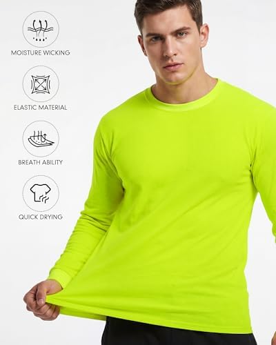 JaGely 6 Pcs Adult High Visibility Long Sleeve T-Shirt Men Safety Hi Vis Construction Work Shirt Pullover Crewneck Sweatshirt