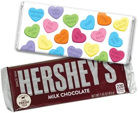 24ct Valentine's Day Party Supplies Wrappers for Chocolate Bars (24 Pack) Kid's Party Favors To From Classroom Exchange