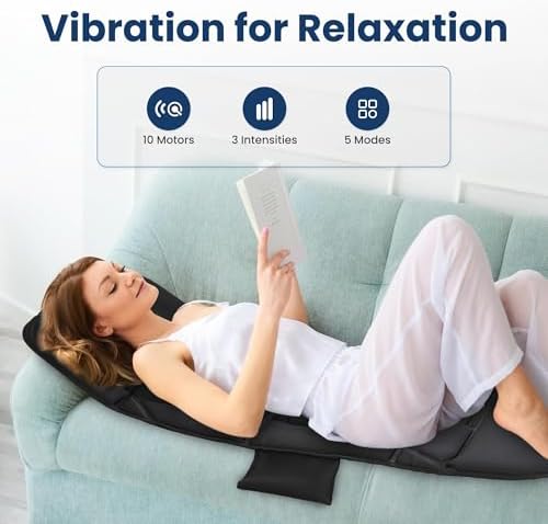 COMFIER Full Body Massage Mat with Heat, 10 Vibration Motors, 4 Heating Zones, 30-Minute Auto Shut-Off, Foldable Relaxation Pad for 3 Adjustable Intensity– Vibration Massage Only, Mothers Day Gift