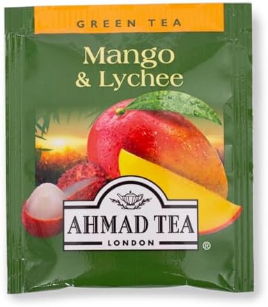 Ahmad Tea Green Tea, Mango & Lychee Teabags, 20 ct (Pack of 1) - Caffeinated & Sugar-Free