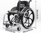 Sports and Leisure Wheelchairs for Adults, Self-propelled Aluminum Alloy Portable Manual Wheel Chair,Transport Wheelchair Lightweight Foldable with Double Brake(B,Seat Width 38cm/15in)