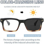 ICARA Fashion Photochromic Reading Glasses, Womens Mens Full Reading Sun Glasses Variable Tinted Readers