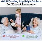 Adult Sippy Cup, 14 oz Convalescent Feeding Cup with Silicone Spout for Bedridden People, 3 in 1 Spill Proof Stainless Steel Sippy Cups for Elderly Adults Drink Porridge Water Soup