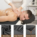 4 Sets Microfiber Massage Table Sheets Set 3 Piece Set Includes Premium Massage Table Cover Fitted Sheet and Fitted Face Rest Cover (Black)