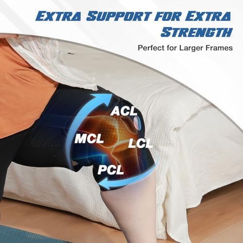 Nvorliy Knee Brace for Women Plus Size for Knee Pain (XL-8XL) - Extra Large Knee Brace with Side Stabilizers for Arthritis, Meniscus Tear, Knee Pain Relief, ACL, LCL, MCL (3XL/4XL, Black)